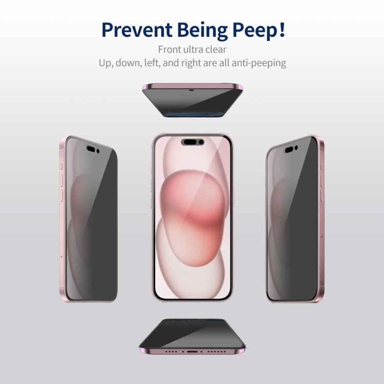 For iPhone 15 5pcs ENKAY Hat-Prince 360 Degree Anti-peeping Privacy Full Screen Tempered Glass Film