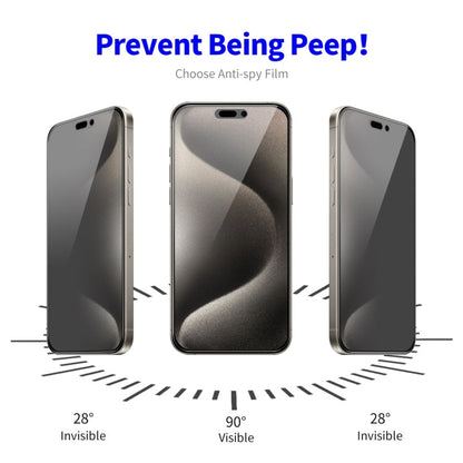 Pour iPhone 15 Pro Max Film de protection d'écran en verre trempé ENKAY anti-espion, installation facile