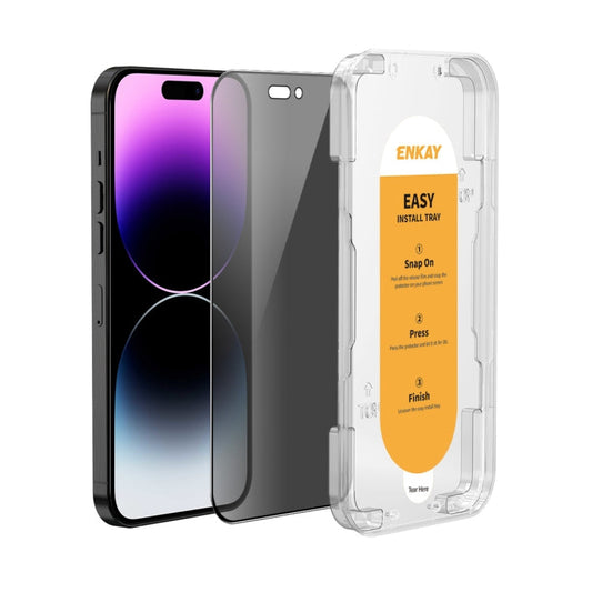 Pour iPhone 14 Pro Max Film en Verre Trempé Anti-espionnage ENKAY Couverture Complète Installation Facile