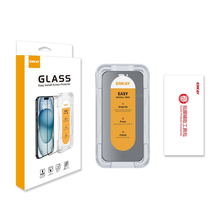 For iPhone 15 Pro ENKAY Easy Install Anti-peeping Privacy Full Screen Tempered Glass Film