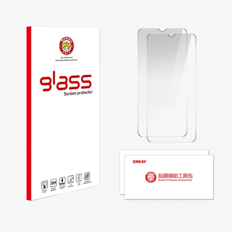 For Xiaomi Poco C51 4G 2pcs ENKAY 9H Big Arc Edge High Aluminum-silicon Tempered Glass Film