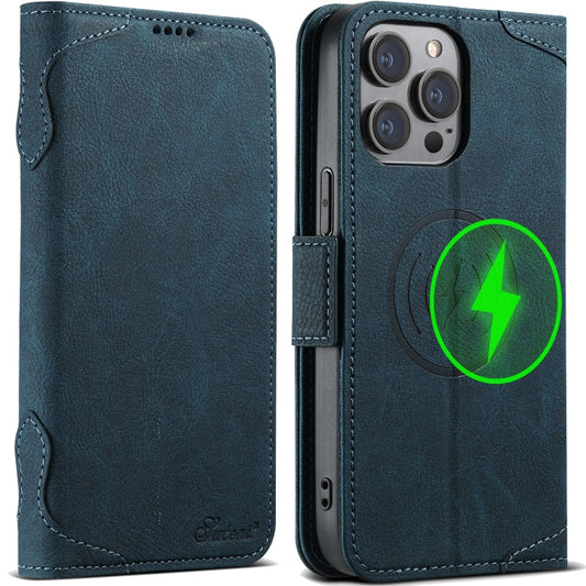 Pour iPhone 12 / 12 Pro Étui en Cuir SUTENI J07 Multifonctionnel à Rabat Horizontal avec Magsafe (Bleu)
