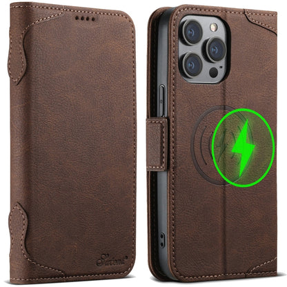 For iPhone 12 Pro Max SUTENI J07 Multifunctional Horizontal Flip Magsafe Leather Phone Case(Brown)