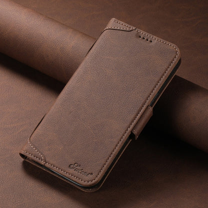 For iPhone 13 SUTENI J07 Multifunctional Horizontal Flip Magsafe Leather Phone Case(Brown)