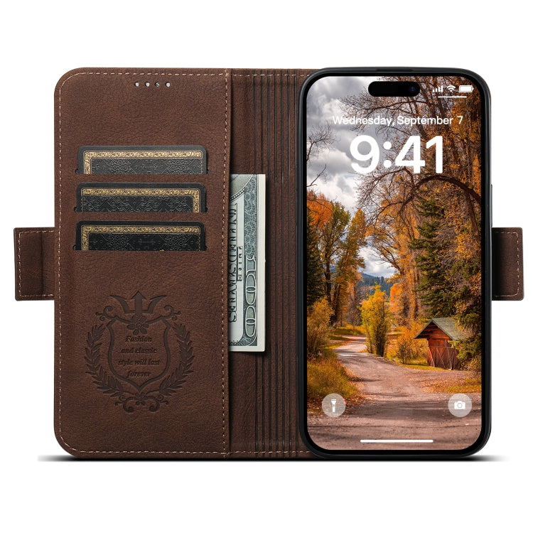 For iPhone 13 SUTENI J07 Multifunctional Horizontal Flip Magsafe Leather Phone Case(Brown)