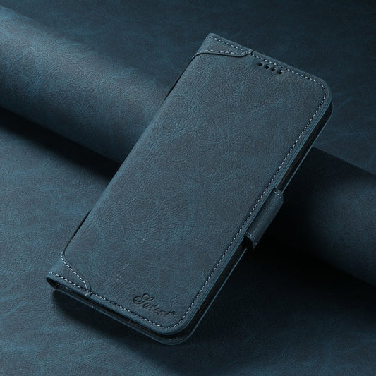 Pour iPhone 13 SUTENI J07 Étui de téléphone multifonctionnel en cuir Magsafe à rabat horizontal (bleu)