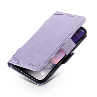 For iPhone 14 SUTENI J07 Multifunctional Horizontal Flip Magsafe Leather Phone Case(Purple)