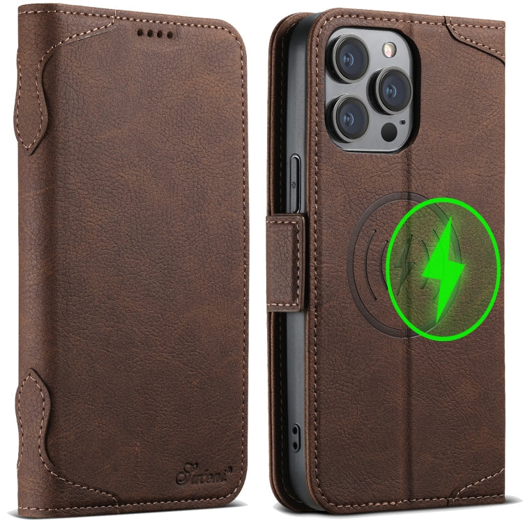 For iPhone 14 Pro Max SUTENI J07 Multifunctional Horizontal Flip Magsafe Leather Phone Case(Brown)