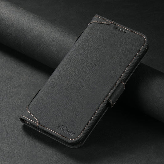 For iPhone 15 SUTENI J07 Multifunctional Horizontal Flip Magsafe Leather Phone Case(Black)