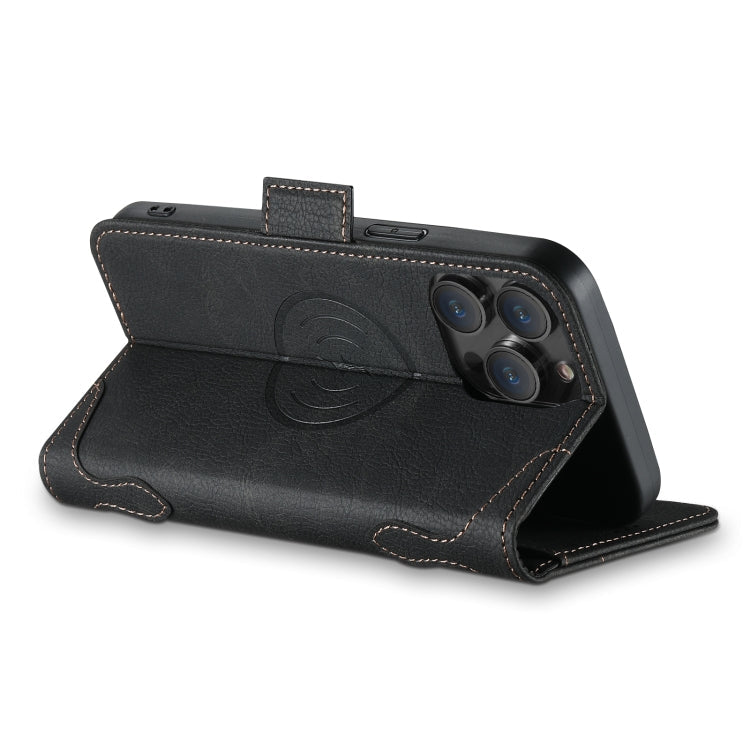 For iPhone 15 SUTENI J07 Multifunctional Horizontal Flip Magsafe Leather Phone Case(Black)
