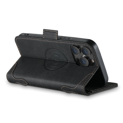 For iPhone 15 SUTENI J07 Multifunctional Horizontal Flip Magsafe Leather Phone Case(Black)