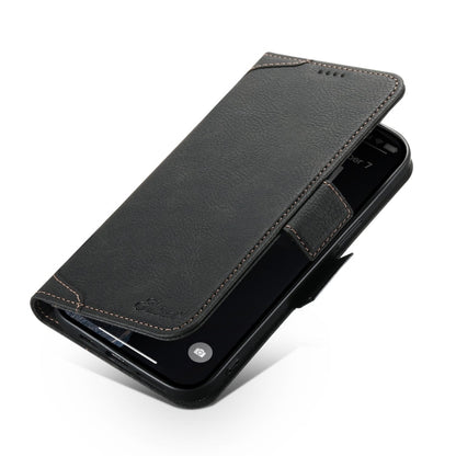 For iPhone 15 SUTENI J07 Multifunctional Horizontal Flip Magsafe Leather Phone Case(Black)
