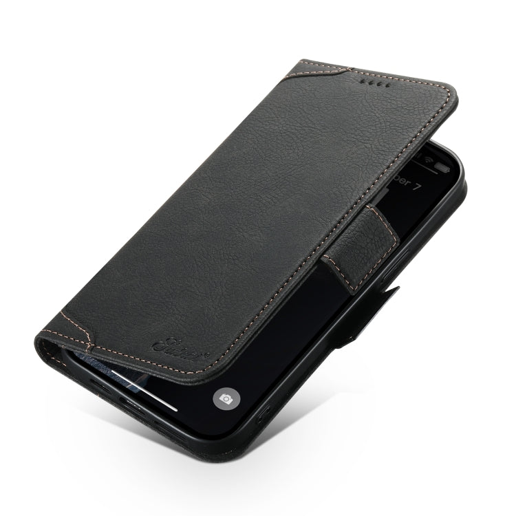 For iPhone 15 Pro SUTENI J07 Multifunctional Horizontal Flip Magsafe Leather Phone Case(Black)