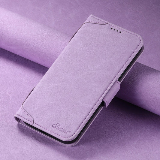 For iPhone 15 Pro SUTENI J07 Multifunctional Horizontal Flip Magsafe Leather Phone Case(Purple)