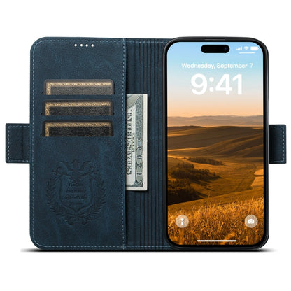 For iPhone 15 Pro Max SUTENI J07 Multifunctional Horizontal Flip Magsafe Leather Phone Case(Blue)