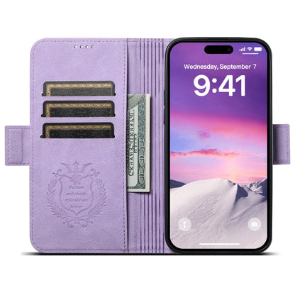 For iPhone 15 Pro Max SUTENI J07 Multifunctional Horizontal Flip Magsafe Leather Phone Case(Purple)