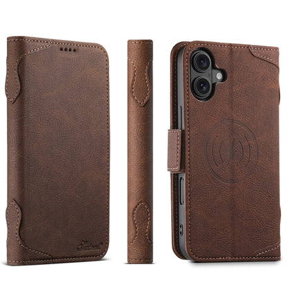 For iPhone 16 SUTENI J07 Multifunctional Horizontal Flip Magsafe Leather Phone Case(Brown)