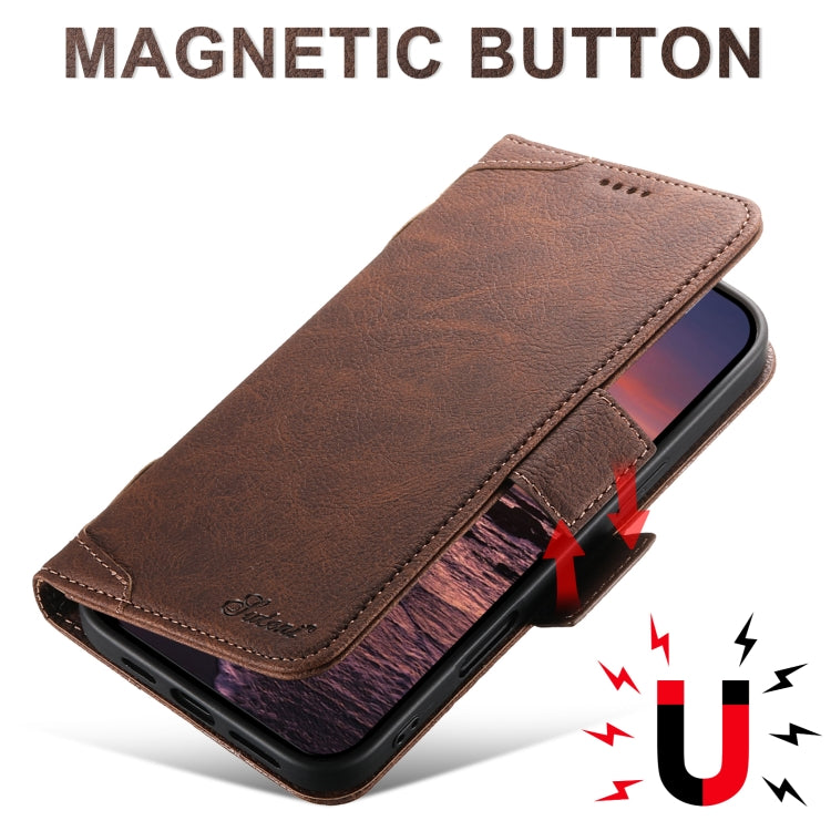For iPhone 16 SUTENI J07 Multifunctional Horizontal Flip Magsafe Leather Phone Case(Brown)