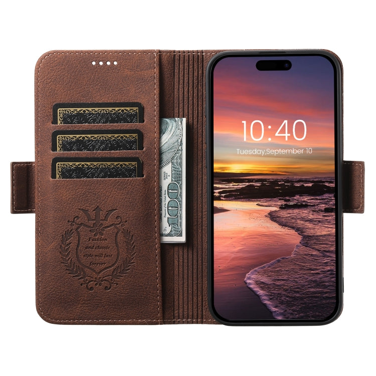 For iPhone 16 SUTENI J07 Multifunctional Horizontal Flip Magsafe Leather Phone Case(Brown)