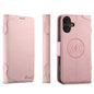 Pour iPhone 16 SUTENI J07 Étui de téléphone en cuir Magsafe multifonctionnel à rabat horizontal (Rose)