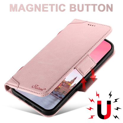 Pour iPhone 16 SUTENI J07 Étui de téléphone en cuir Magsafe multifonctionnel à rabat horizontal (Rose)