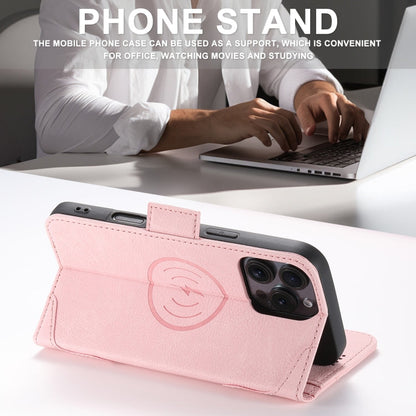 Pour iPhone 16 SUTENI J07 Étui de téléphone en cuir Magsafe multifonctionnel à rabat horizontal (Rose)