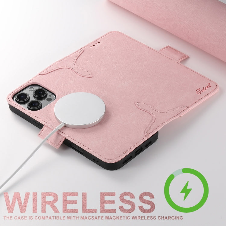Pour iPhone 16 SUTENI J07 Étui de téléphone en cuir Magsafe multifonctionnel à rabat horizontal (Rose)
