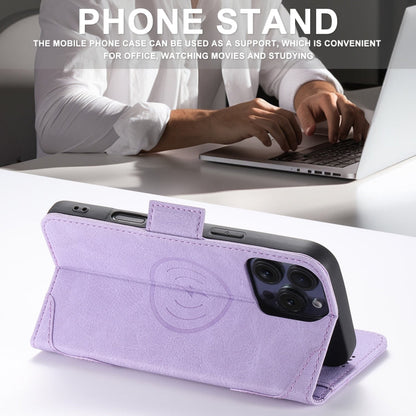 Pour iPhone 16 SUTENI J07 Étui de téléphone en cuir multifonctionnel à rabat horizontal Magsafe (Violet)