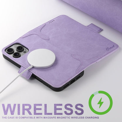Pour iPhone 16 SUTENI J07 Étui de téléphone en cuir multifonctionnel à rabat horizontal Magsafe (Violet)