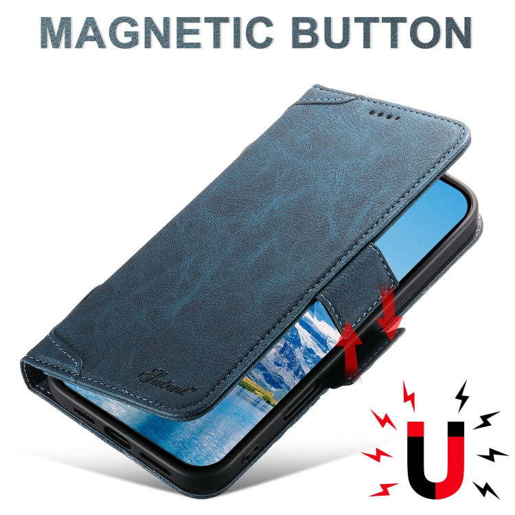Pour iPhone 16 Pro SUTENI J07 Étui de téléphone en cuir multifonctionnel à rabat horizontal Magsafe (bleu)