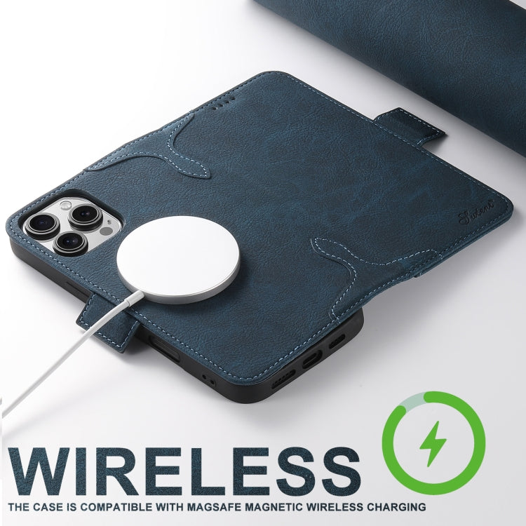 Pour iPhone 16 Pro SUTENI J07 Étui de téléphone en cuir multifonctionnel à rabat horizontal Magsafe (bleu)