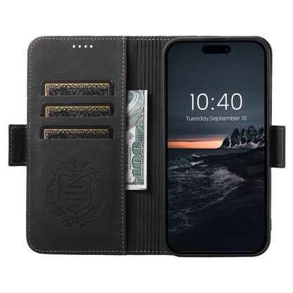 Pour iPhone 16 Plus SUTENI J07 Étui de téléphone en cuir multifonctionnel à rabat horizontal Magsafe (Noir)