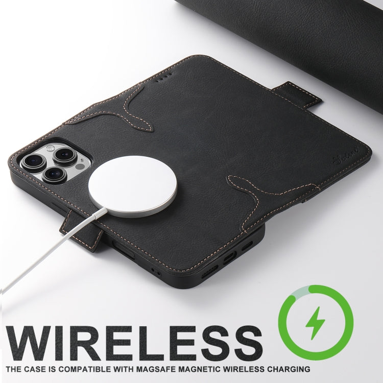 Pour iPhone 16 Plus SUTENI J07 Étui de téléphone en cuir multifonctionnel à rabat horizontal Magsafe (Noir)