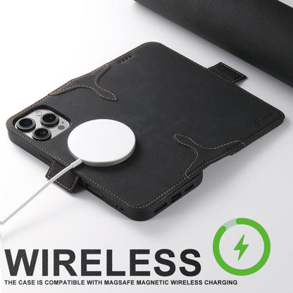 Pour iPhone 16 Plus SUTENI J07 Étui de téléphone en cuir multifonctionnel à rabat horizontal Magsafe (Noir)