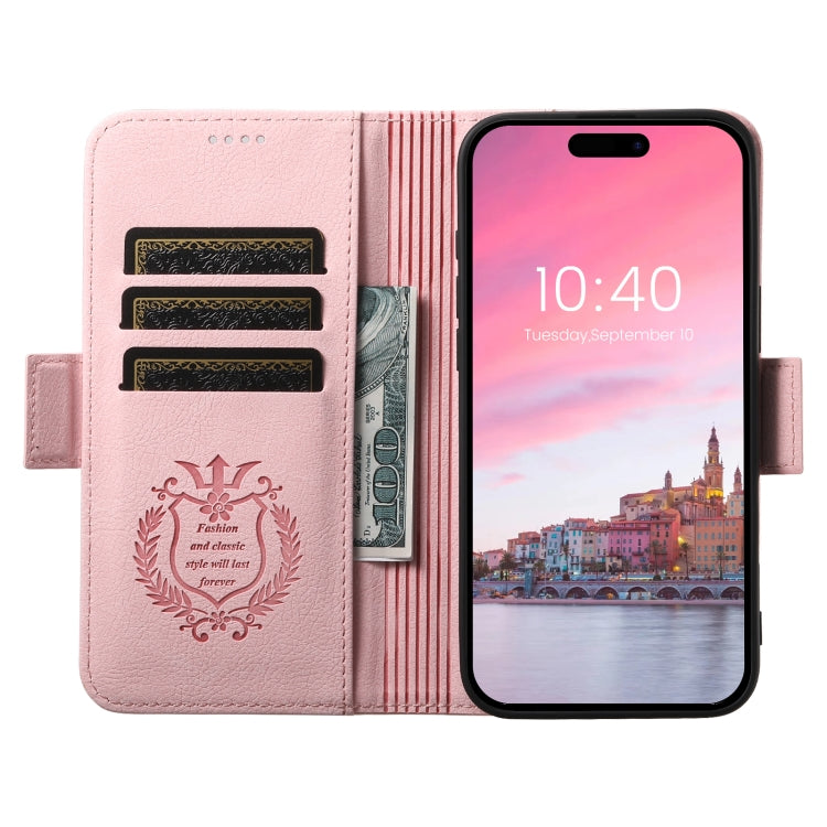 For iPhone 16 Plus SUTENI J07 Multifunctional Horizontal Flip Magsafe Leather Phone Case(Pink)