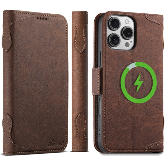 For iPhone 16 Pro Max SUTENI J07 Multifunctional Horizontal Flip Magsafe Leather Phone Case(Brown)