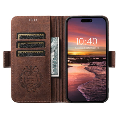 For iPhone 16 Pro Max SUTENI J07 Multifunctional Horizontal Flip Magsafe Leather Phone Case(Brown)