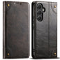 Pour l'étui de téléphone en cuir avec boucle portefeuille texturé veau Suteni Baroque pour Samsung Galaxy S24 Ultra 5G (Noir)