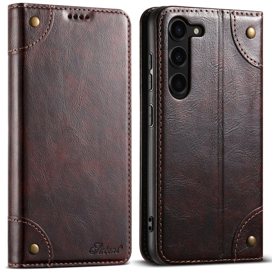 For Samsung Galaxy S24+ 5G Suteni Baroque Calf Texture Buckle Wallet Leather Phone Case(Brown)