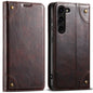 Pour Samsung Galaxy S24+ 5G Étui de téléphone en cuir Suteni Baroque Calf Texture avec boucle et portefeuille (Marron)