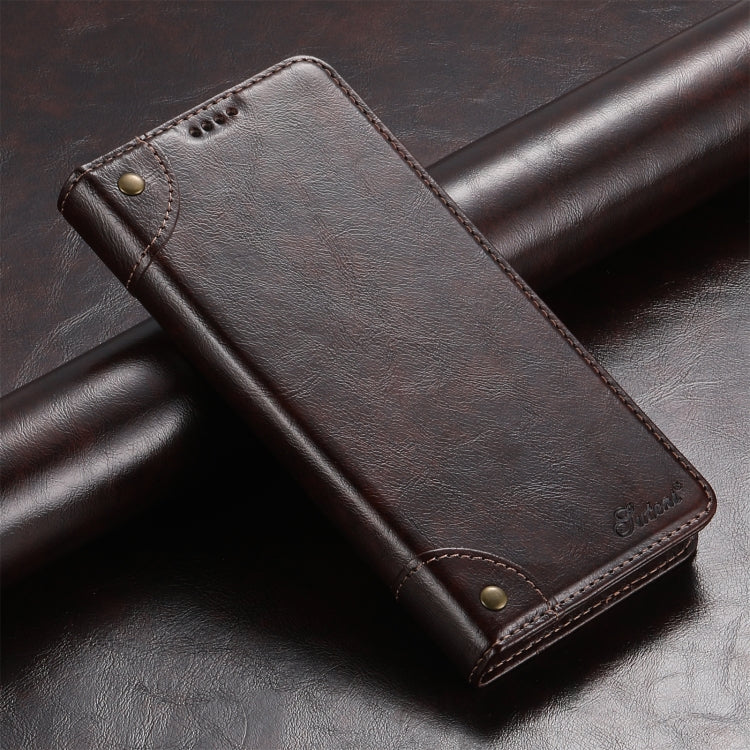 Pour Samsung Galaxy S24+ 5G Étui de téléphone en cuir Suteni Baroque Calf Texture avec boucle et portefeuille (Marron)
