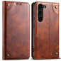 For Samsung Galaxy S24+ 5G Suteni Baroque Calf Texture Buckle Wallet Leather Phone Case(Khaki)