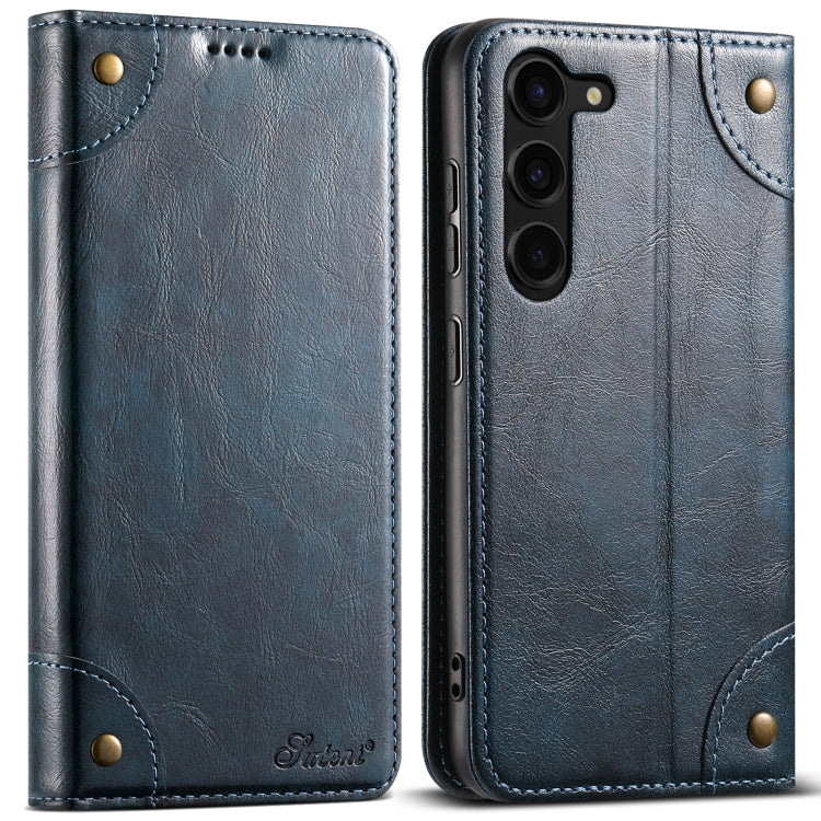 Pour Samsung Galaxy S24+ 5G Suteni Baroque Calf Texture Boucle Portefeuille Étui Téléphone en Cuir (Bleu)