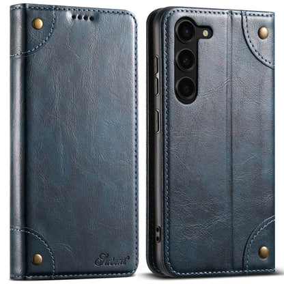 Pour Samsung Galaxy S24+ 5G Suteni Baroque Calf Texture Boucle Portefeuille Étui Téléphone en Cuir (Bleu)