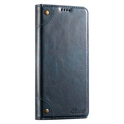 Pour Samsung Galaxy S24 5G Étui de téléphone en cuir avec boucle texturée de veau baroque Suteni (bleu)