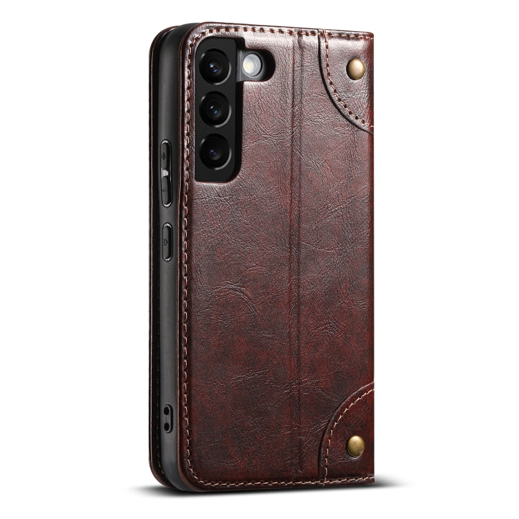 For Samsung Galaxy S23+ 5G Suteni Baroque Calf Texture Buckle Wallet Leather Phone Case(Brown)