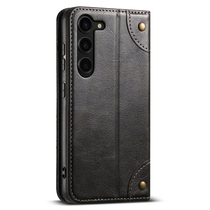 For Samsung Galaxy S23 5G Suteni Baroque Calf Texture Buckle Wallet Leather Phone Case(Black)