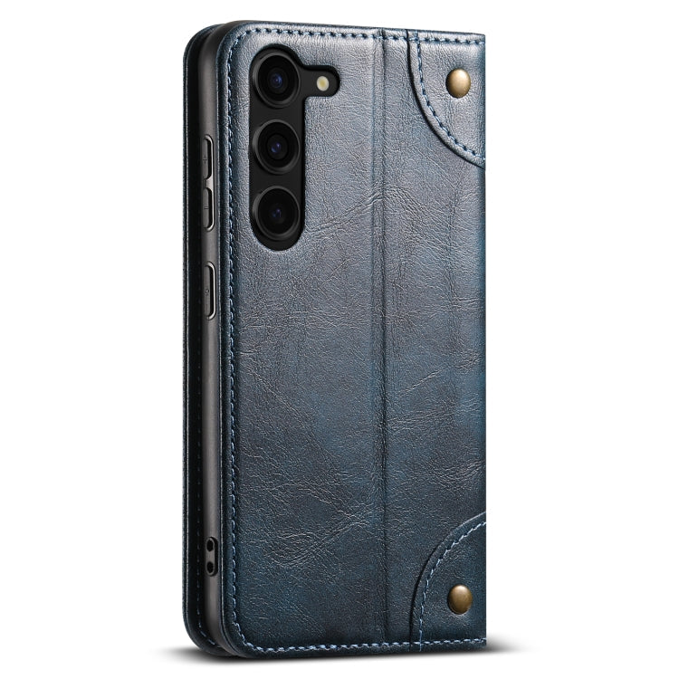 For Samsung Galaxy S23 5G Suteni Baroque Calf Texture Buckle Wallet Leather Phone Case(Blue)