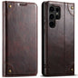 Pour Samsung Galaxy S22 Ultra 5G Étui de Téléphone en Cuir Suteni Texture Veau Baroque avec Boucle (Marron)