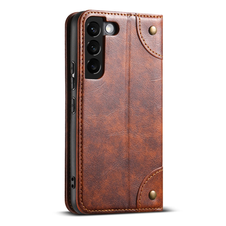 For Samsung Galaxy S22+ 5G Suteni Baroque Calf Texture Buckle Wallet Leather Phone Case(Khaki)